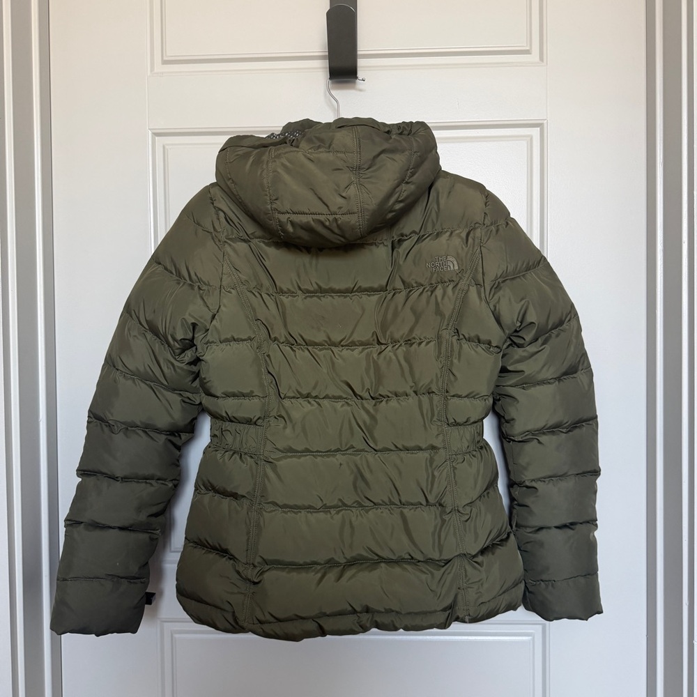 The North Face Olive Green Quilted Hooded Puffer Jacket - Women’s Size Small - Picture 3 of 7
